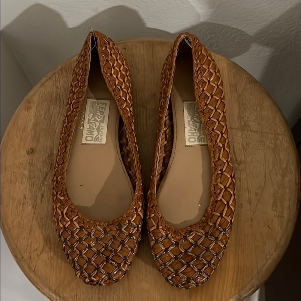 Salvatore Ferragamo brown leather flats